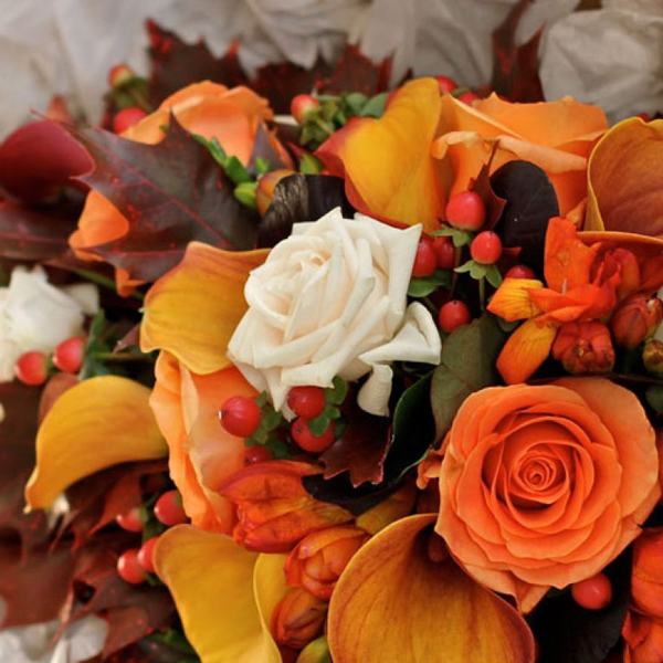 Atlanta, GA orange white bridal flowers phillips fairy tale weddings