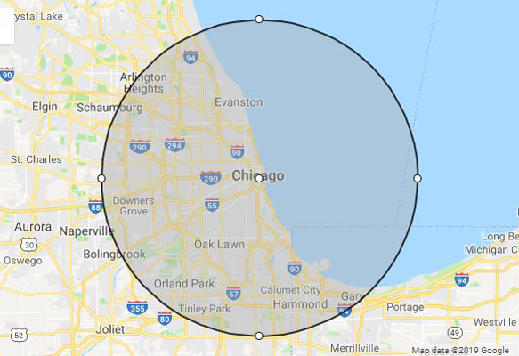Chicago, IL phillips weddings service area map